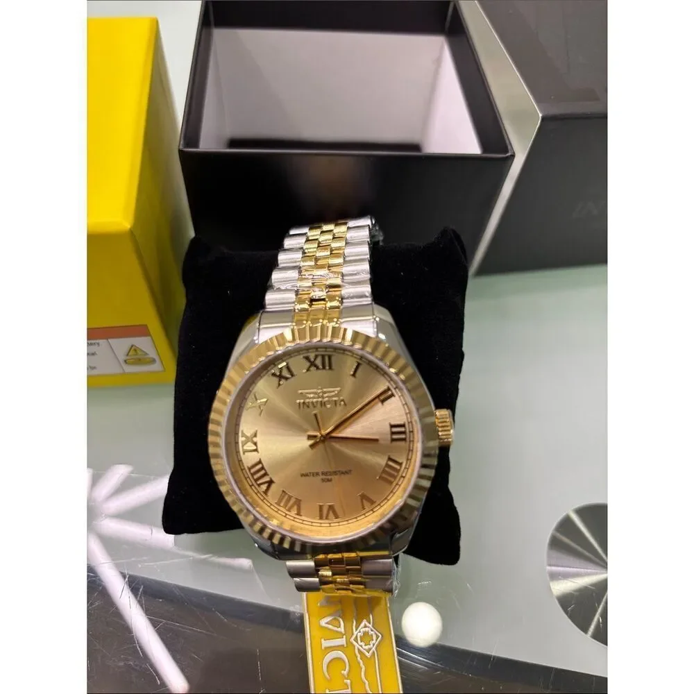 Invicta Gold Dial Men's Watch with two-tone bracelet